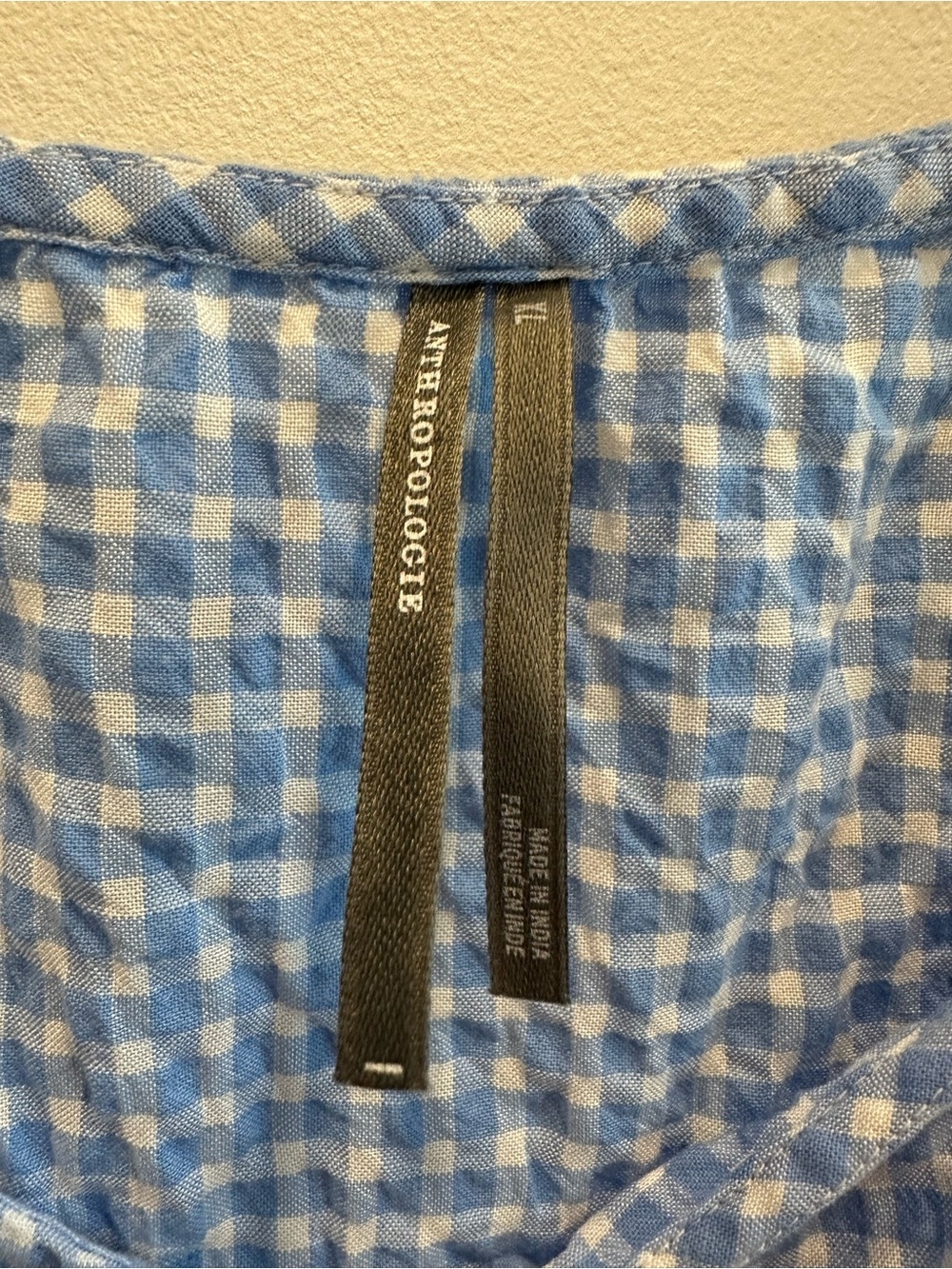 Anthropologie Blue Gingham Mini Nap Dress XL - Picture 5 of 9